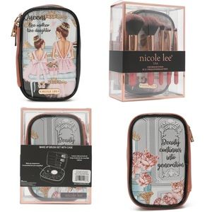 Nicole Lee-GIFT SET-Make Up Brushes & Make Up Zip Around Case-NWT